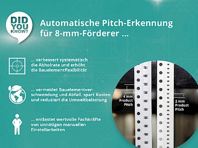 Did you know ... dass der Bauelementabstand bei 8-mm-Feedern mit Hilfe von Software automatisch erkannt wird?