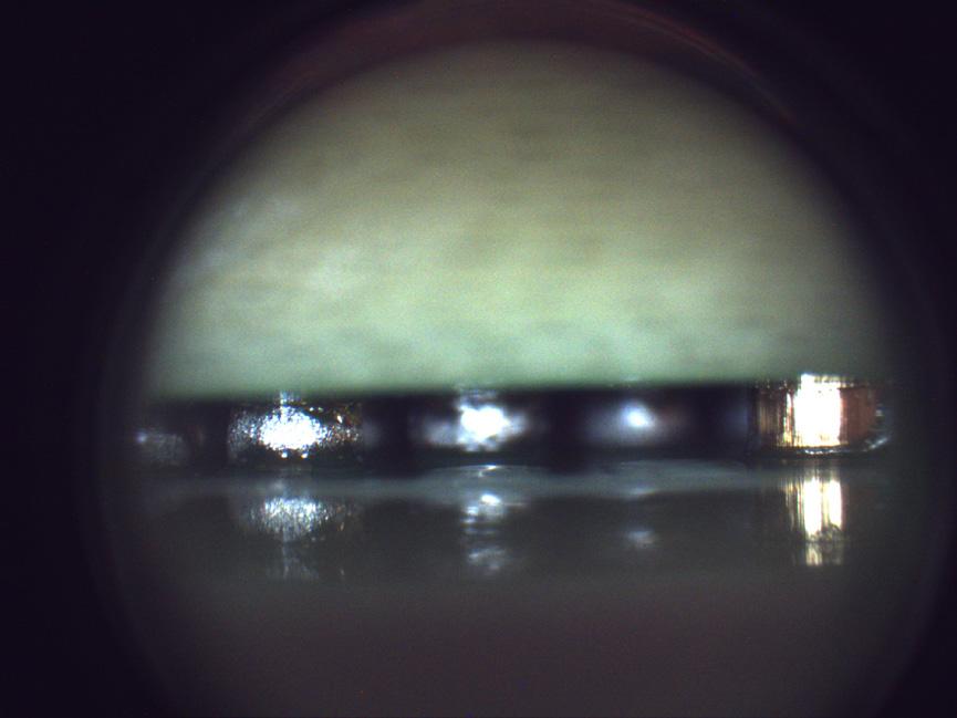 Microscope picture of BGA after reflow with solder balls and spacer