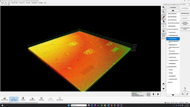 Result of 3D coplanarity measurement displayed at the station