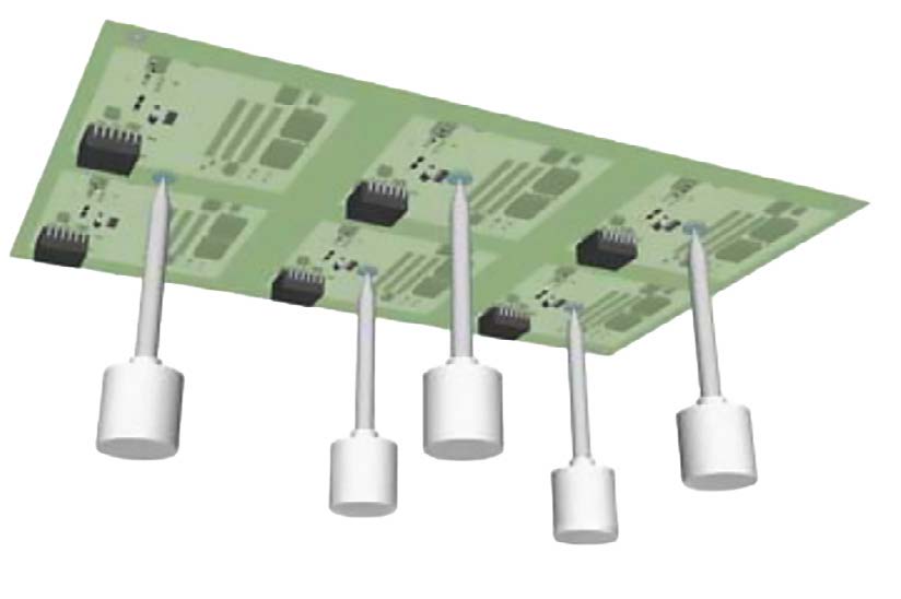 3D view of the PCB bottom side for defining support pin positions in WORKS Programming